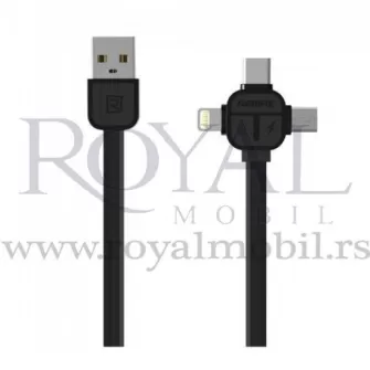 USB kabal REMAX Lesu RC-066th 3in1 iPhone, lightning/micro/Type-C, Tip-C crni --C119