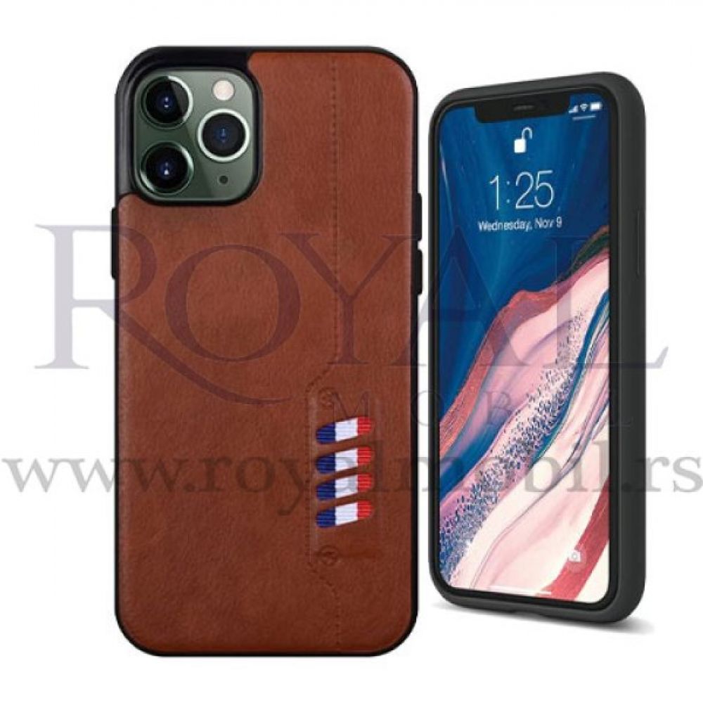 Futrola LEATHER BUSY za iPhone 12 / iPhone 12 Pro (6.1) braon