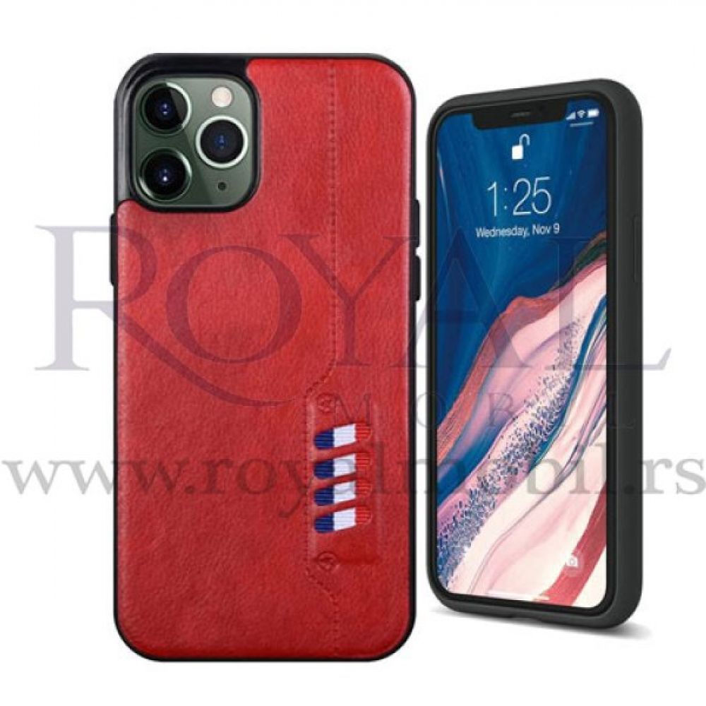 Futrola LEATHER BUSY za iPhone 12 Pro Max (6.7) crvena