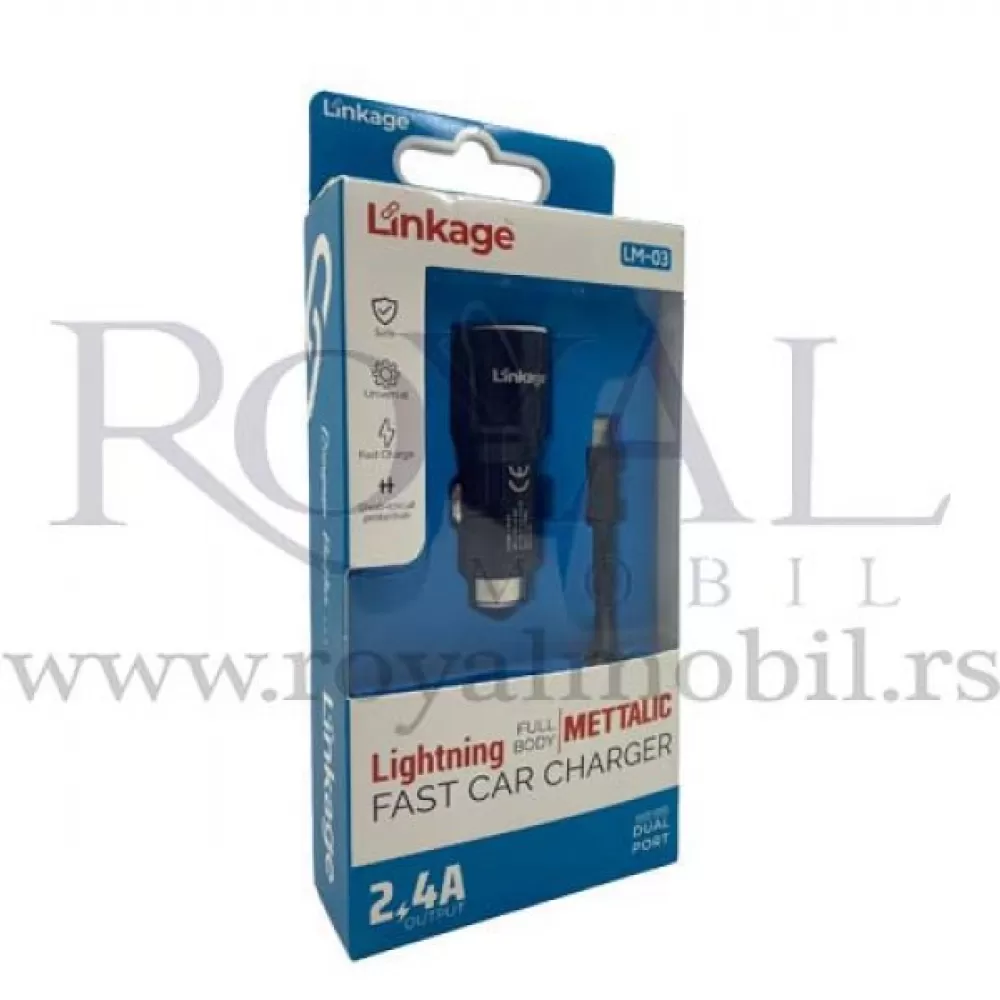 Auto punjac LINKAGE METALIC LM-03 Lightning 2.4A (dual port) crna