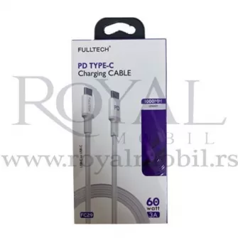 USB kabal FULLTECH charging FC29 PD Type-C 3A 60W bela