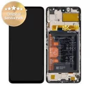 LCD + touch + frame + baterija + zvucnik za Huawei P Smart 2021 / Y7a / Honor 10X black (service pack) FULL ORIGINAL EU