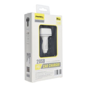 Auto punjac PAVAREAL PA-CC65 Type C PD20W + 2xUSB 4.8A beli