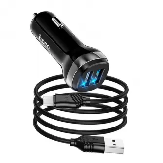 Auto punjac HOCO. Z40 2xUSB + kabal USB A na Micro 2,4A crni