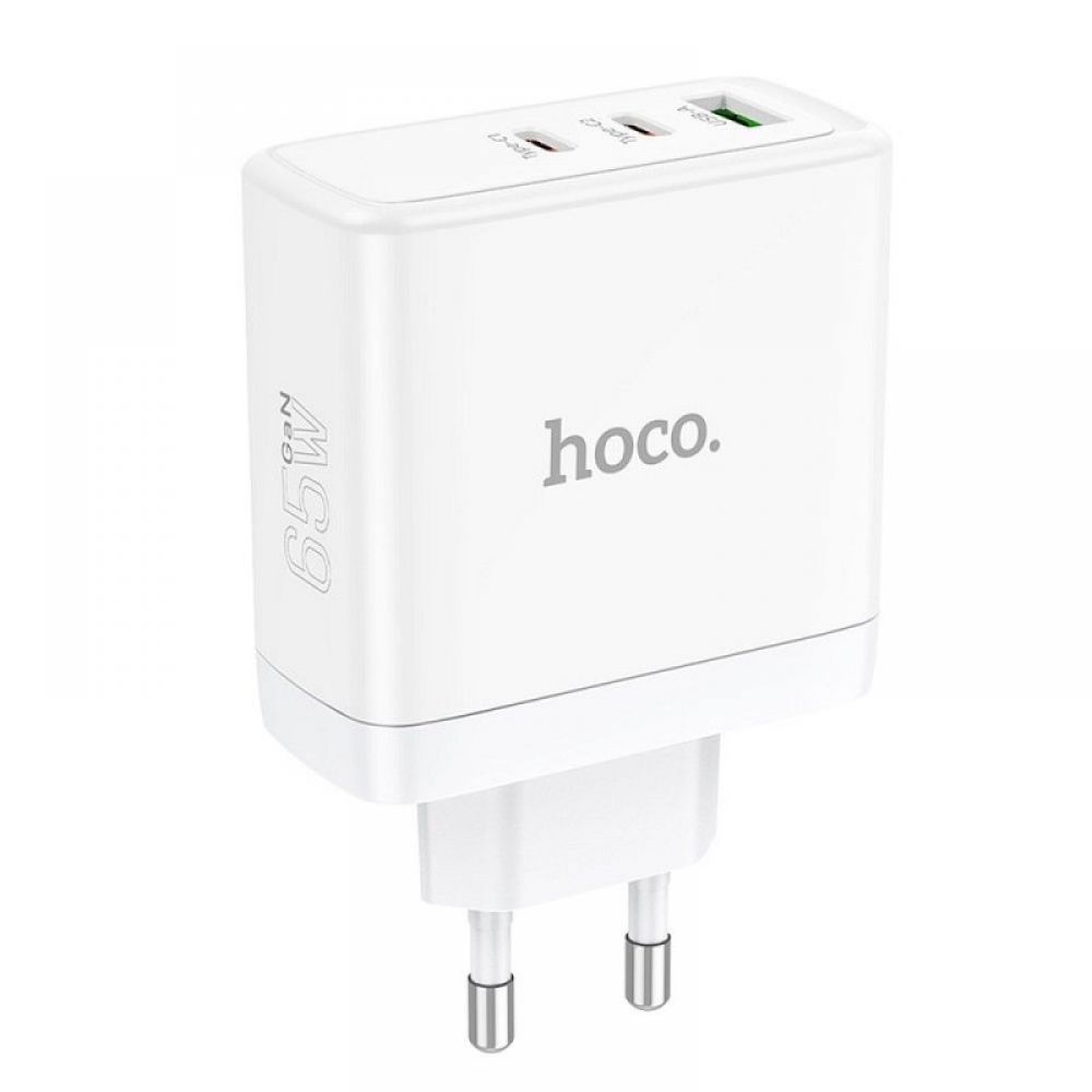 Kucni punjac (adapter) Hoco. N30 2 x Type C + USB A QC PD 65W GaN beli