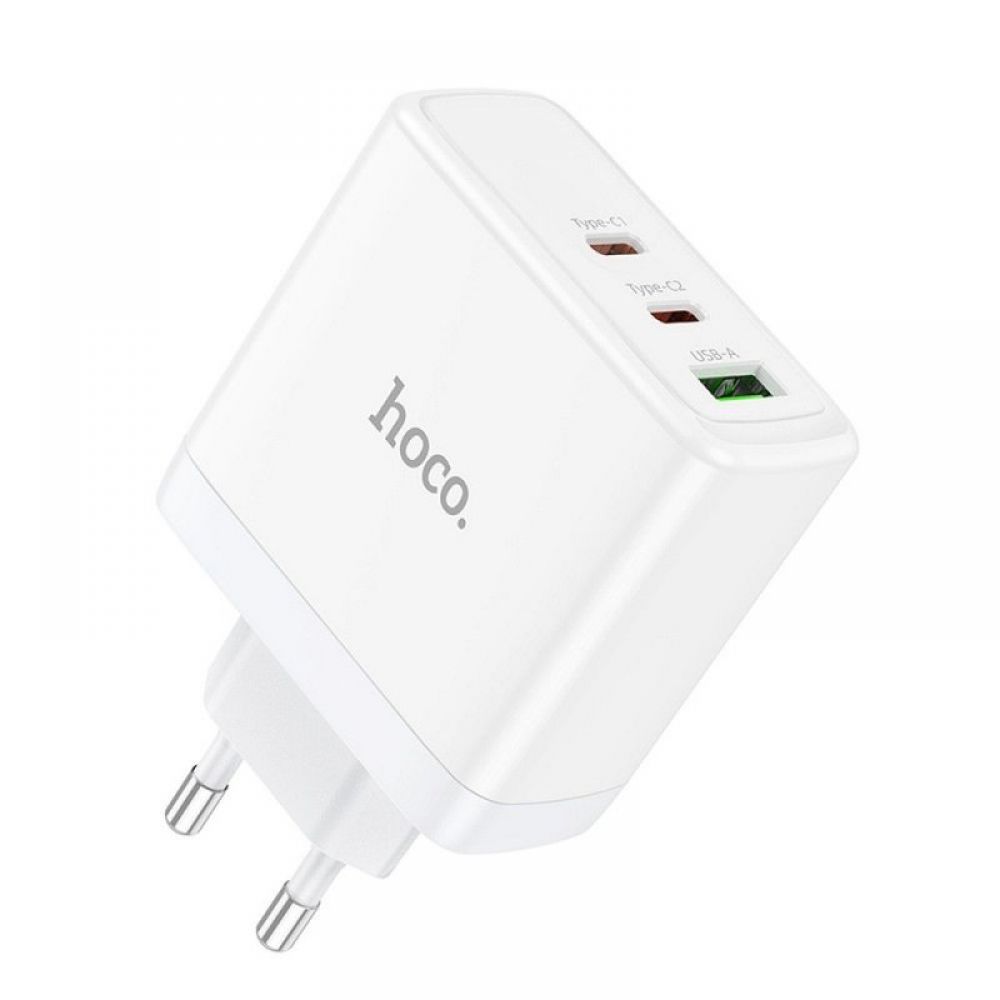 Kucni punjac (adapter) Hoco. N30 2 x Type C + USB A QC PD 65W GaN beli