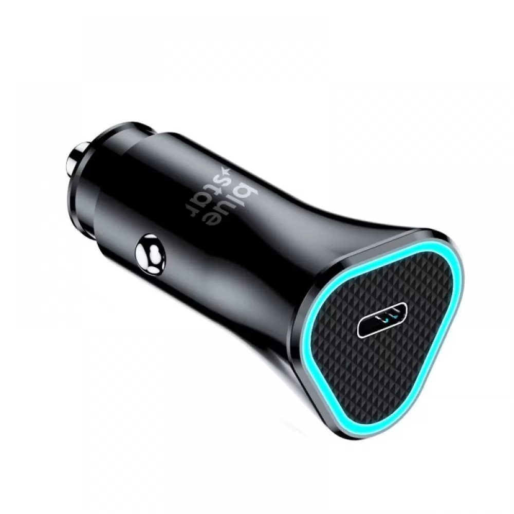 Auto punjac BLUE STAR 20W (PD, QC 3.0, AFC) + USB-C port crni