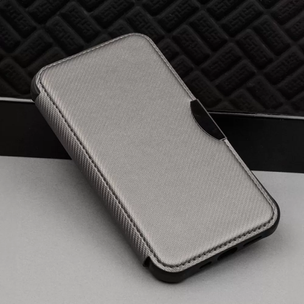 Futrola flip RAZOR BOOK (Smart Carbon case) za iPhone 15 (6.1) siva