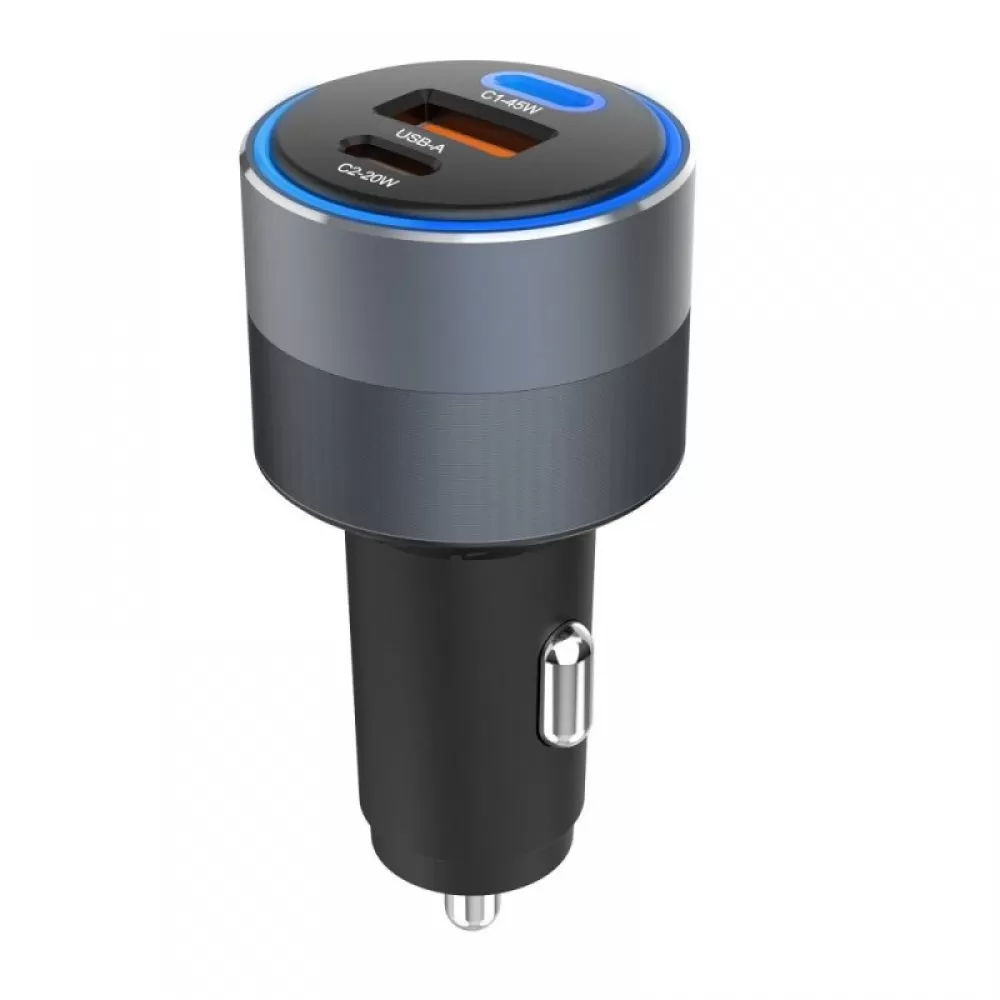 Auto punjac FORCELL F-ENERGY aluminijumski punjac  2 x Type C + USB A PD QC4.0 SFC 2.0 4,5A 65W