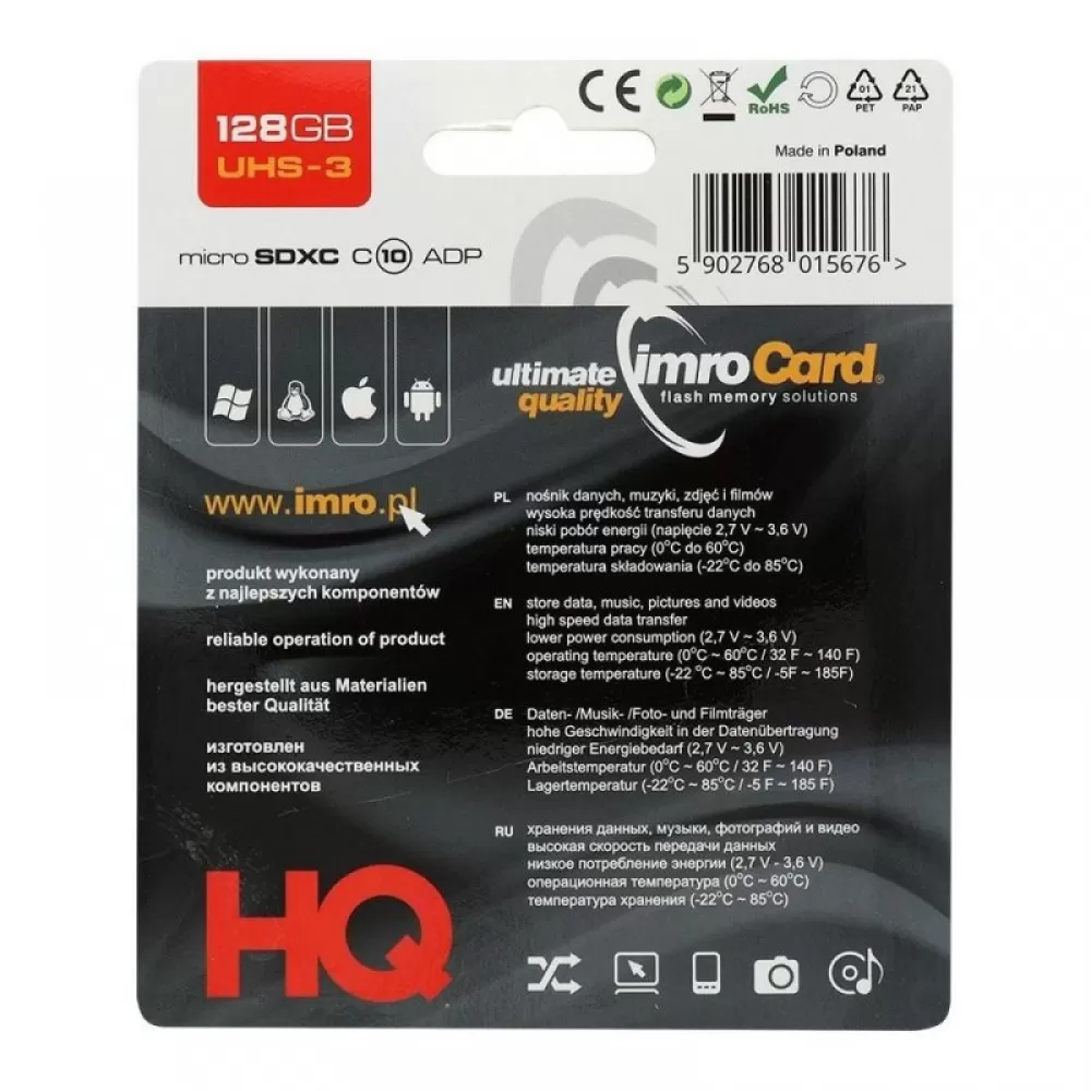 IMRO Memorijska kartica Micro SD 128GB 100MB/s UHS-3 sa adapterom SD