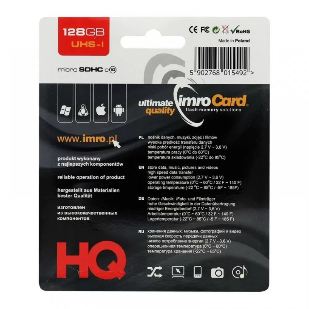 IMRO Memorijska kartica Micro SD 128GB 100MB/s UHS-1 sa adapterom SD