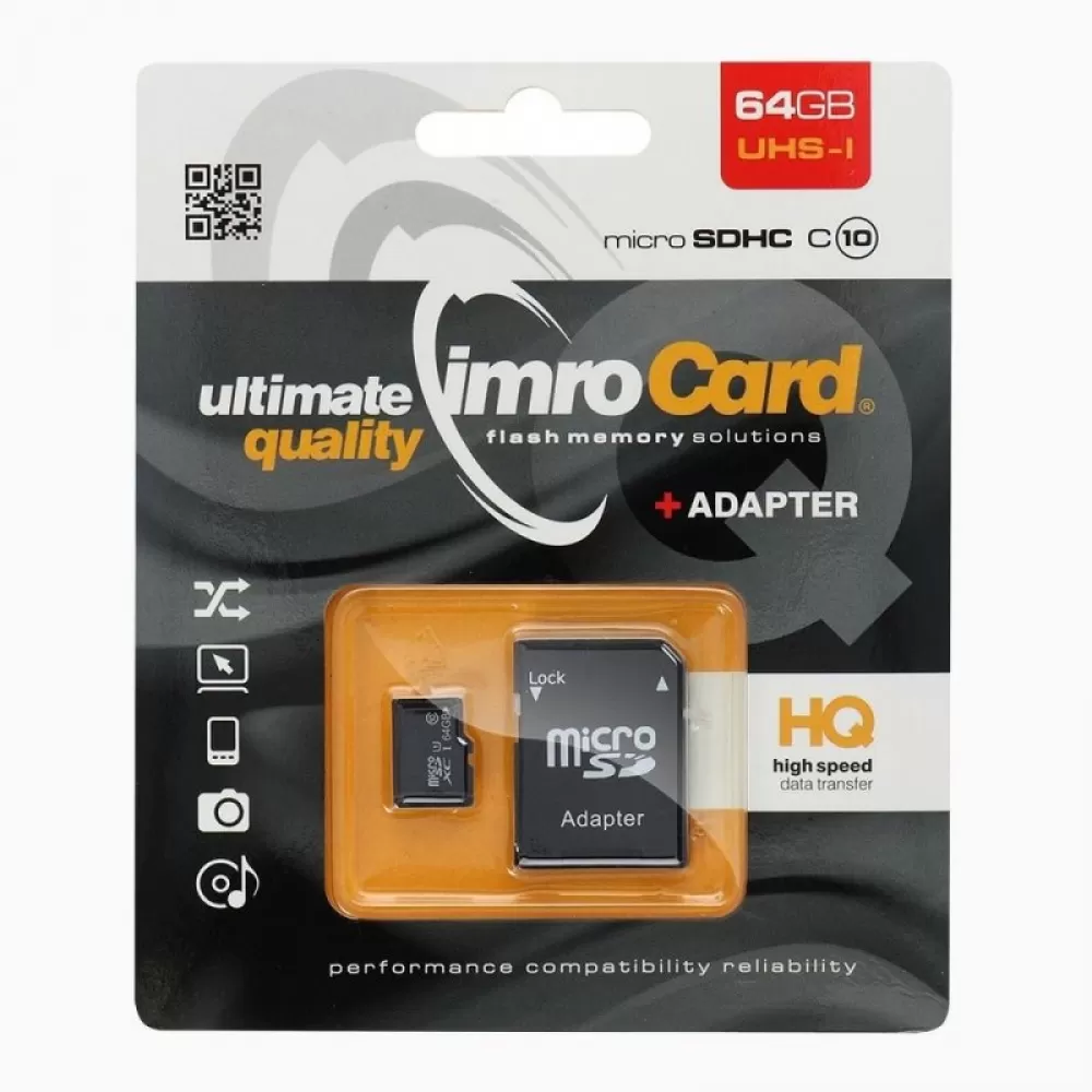 IMRO Memorijska kartica Micro SD 64GB 100MB/s UHS-1 sa adapterom SD