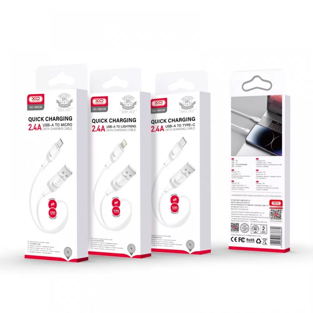 XO kabal NB238 USB - microUSB 1,0 m 2,4A beli