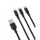 XO kabal NB173 3in1 USB - Lightning + USB-C + microUSB 1,2 m 2,4A crni