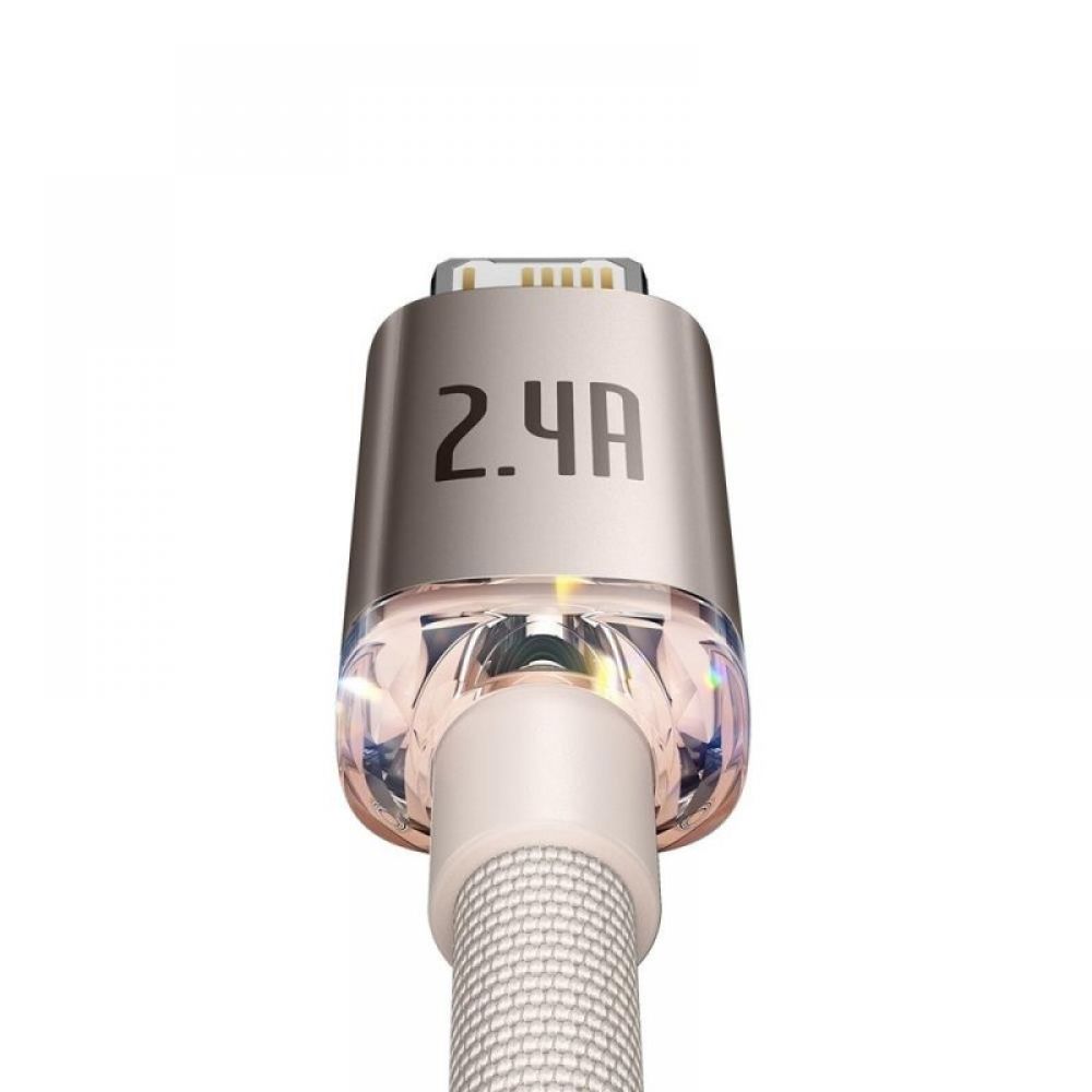 USB kabal Baseus Crystal Shine USB na Lightning 2m 2,4A roze