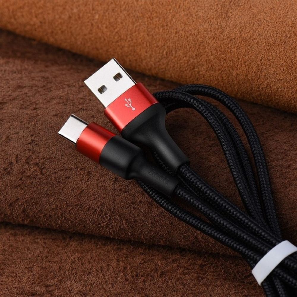 USB kabal HOCO. X26 USB A na Type C 2A 1m crno-crveni