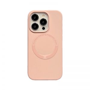 Futrola LEATHER CASE SILIKON MAGSAFE za iPhone 13 Pro Max (6.7) puder roze