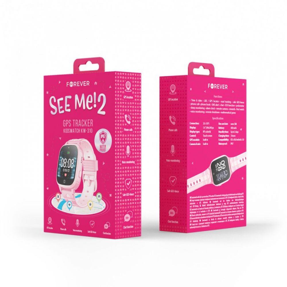 Forever pametni sat GPS WiFi Kids See Me 2 KW-310 pink