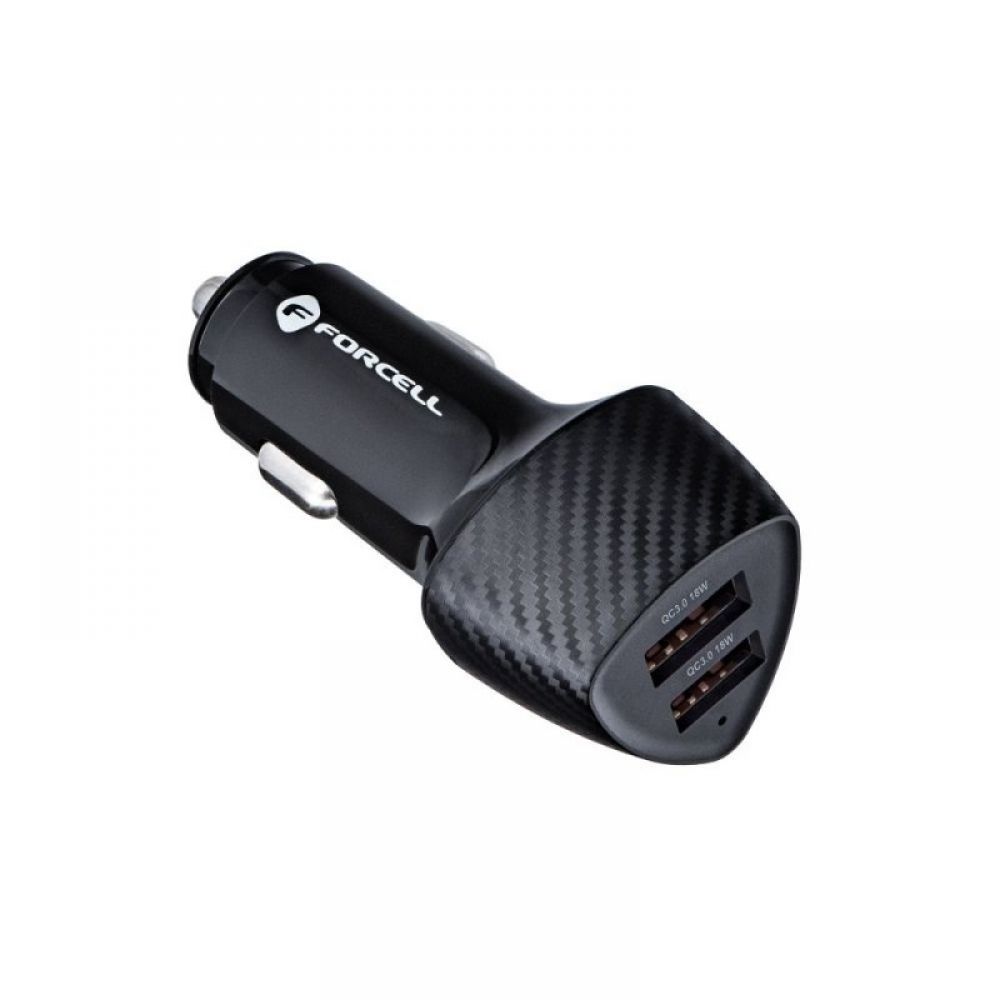 Auto punjac FORCELL CARBON CC50-2A 2 x USB A QC3.0 3A 36W crni