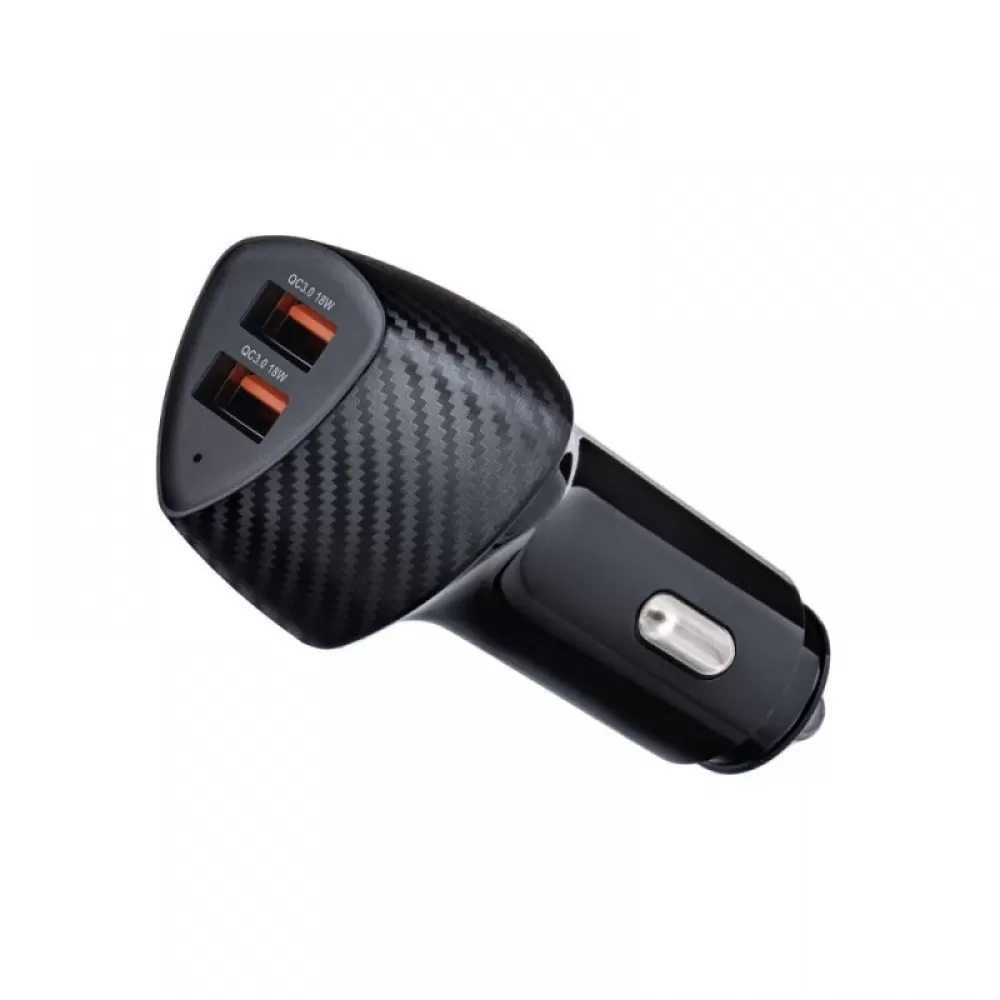 Auto punjac FORCELL CARBON CC50-2A 2 x USB A QC3.0 3A 36W crni