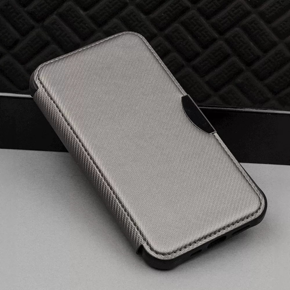 Futrola flip RAZOR BOOK (Smart Carbon case) za iPhone 16 Pro (6.3) siva