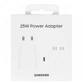 Kucni punjac Samsung 25W, 3A, 1 x USB-C, sa USB-C kablom EP-T2510XWEGEU beli