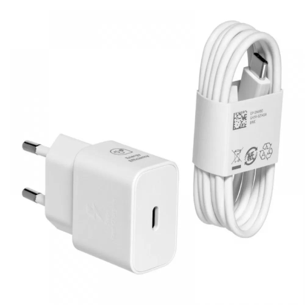 Kucni punjac Samsung 25W, 3A, 1 x USB-C, sa USB-C kablom EP-T2510XWEGEU beli