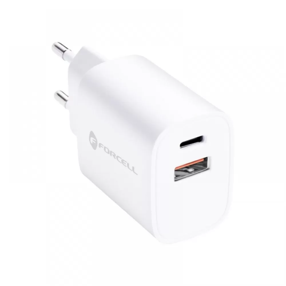 Kucni punjac (Adapter) FORCELL F-ENERGY TFK-TC35W Type C + USB A PD QC 4.0 3A 35W beli