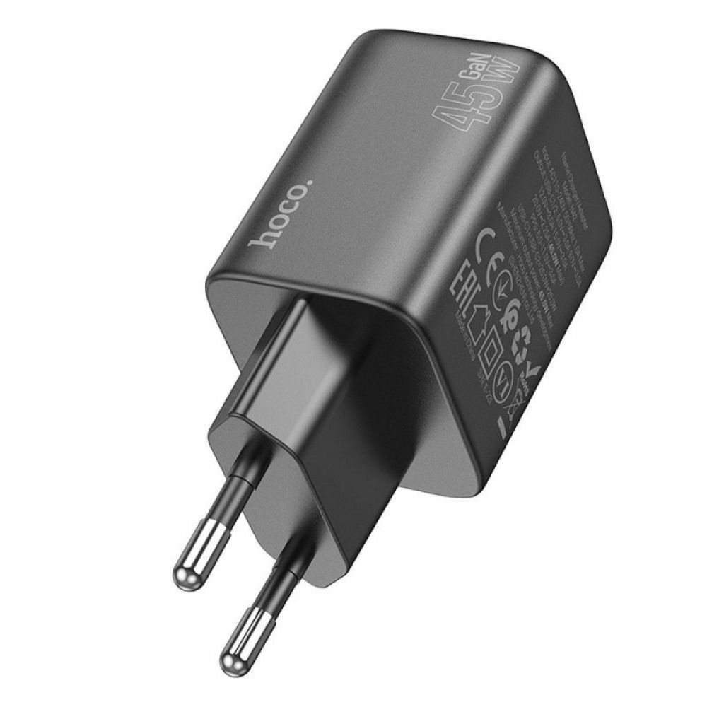 Adapter (Kucni punjac) HOCO. N42 2 x Type C PD QC 45W GaN crni