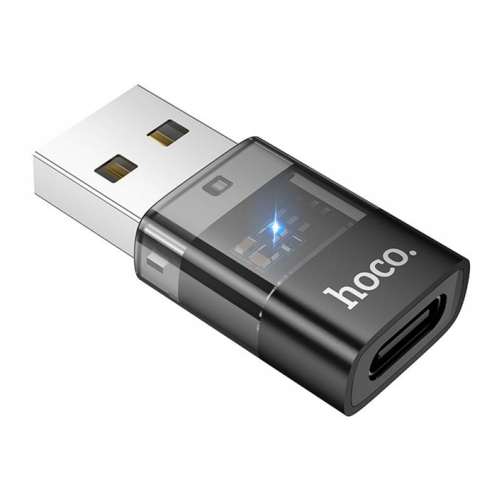 HOCO adapter USB A (muski) na Type C (zenski) UA36C providni crni