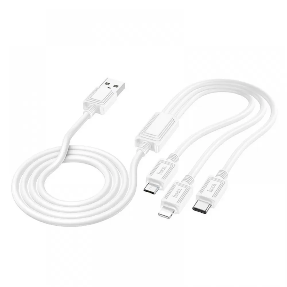 HOCO kabl 3u1 USB A na Lightning / Micro USB / Type C 2A X74 1 m beli