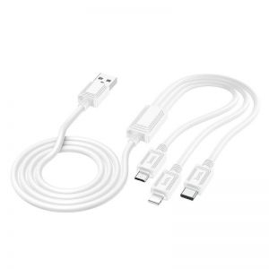 HOCO kabl 3u1 USB A na Lightning / Micro USB / Type C 2A X74 1 m beli