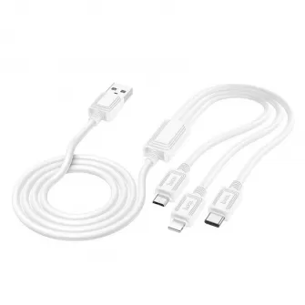 HOCO kabl 3u1 USB A na Lightning / Micro USB / Type C 2A X74 1 m beli