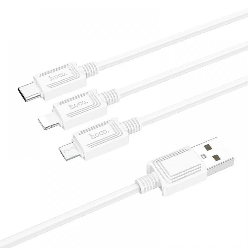 HOCO kabl 3u1 USB A na Lightning / Micro USB / Type C 2A X74 1 m beli