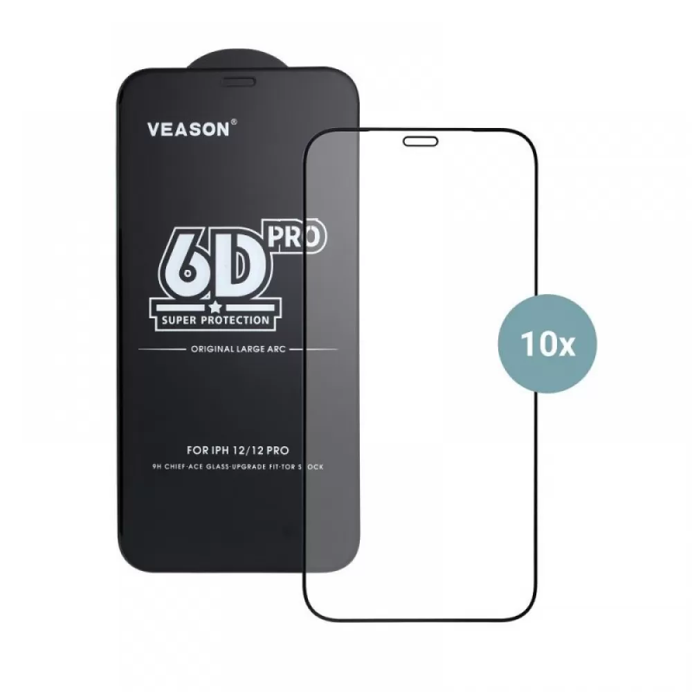 Zastitno staklo 6D Pro Veason (pakovanje 10 u 1) za Iphone 15 Pro Max crno