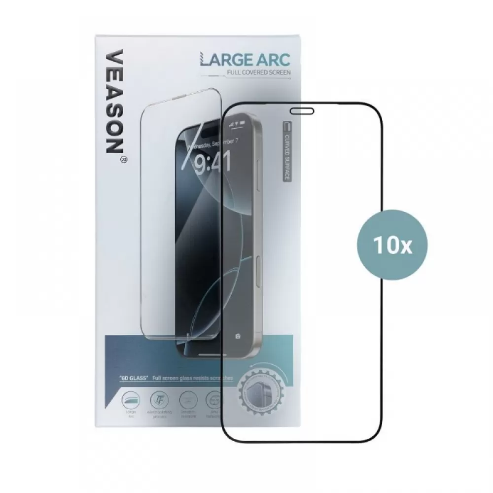 Zastitno staklo 6D Pro Veason (pakovanje 10 u 1) za Iphone 15 Pro Max crno
