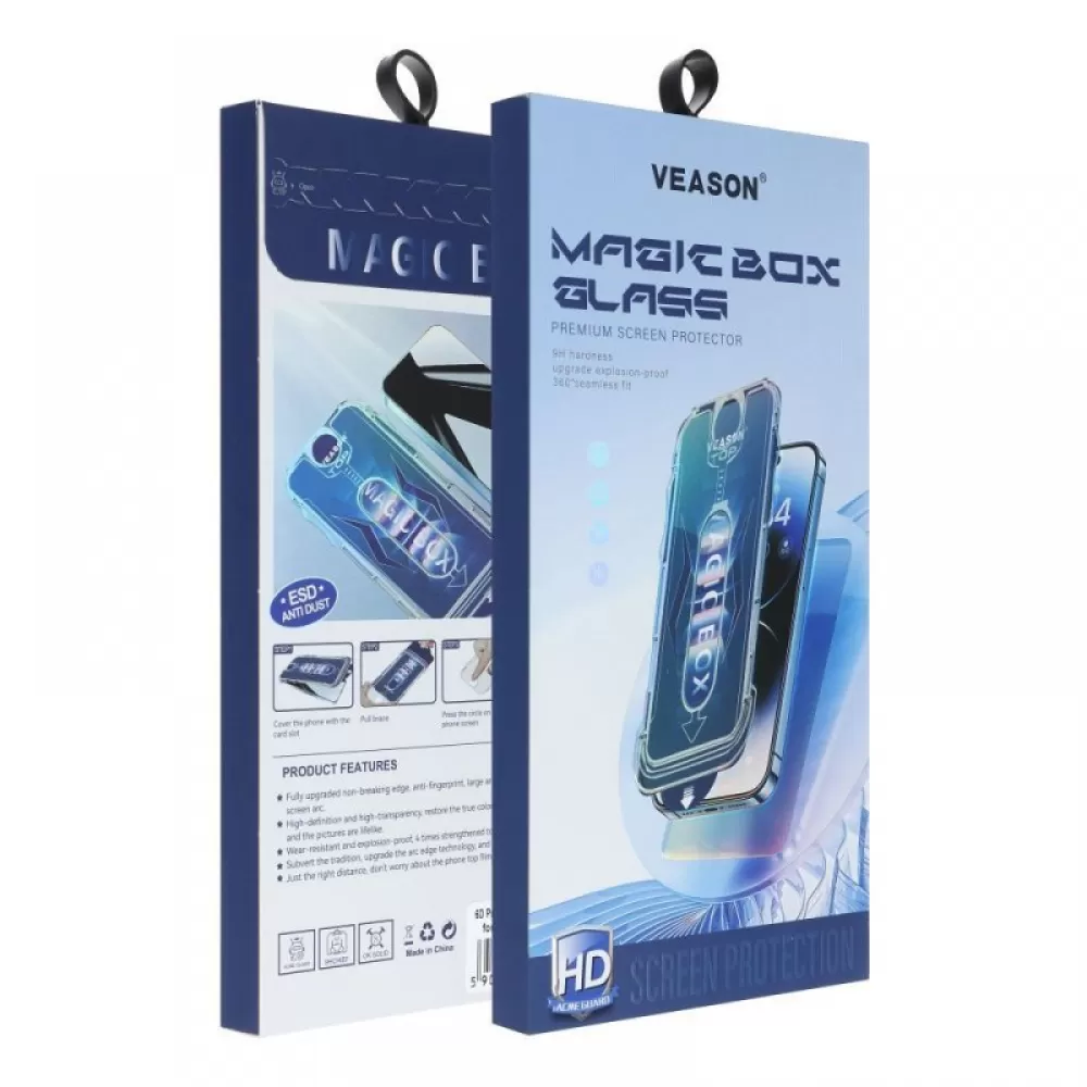 Zastitno staklo 6D Pro VEASON sa aplikatorom za Iphone 16 Pro crno