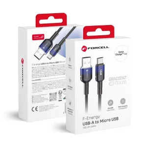 FORCELL F-ENERGY C351 kabl USB A na Micro USB QC3.0 2,4A 18W gradijent 1 m crni
