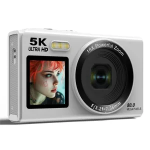 X-Cell Digitalna kamera 5K 80 MP, 18x Zoom, Wi-Fi  bela