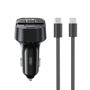XO FM transmiter BCC17 Bluetooth MP3 auto punjac 30W crni + USB-C (Type C) - USB-C (Type C) kabl