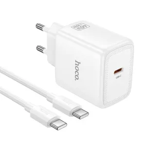 GaN kucni punjac Hoco USB-C (Type C) PD AVS 40W (maks. 60W) sa USB-C (Type C) na USB-C (Type C) kablom N83 beli